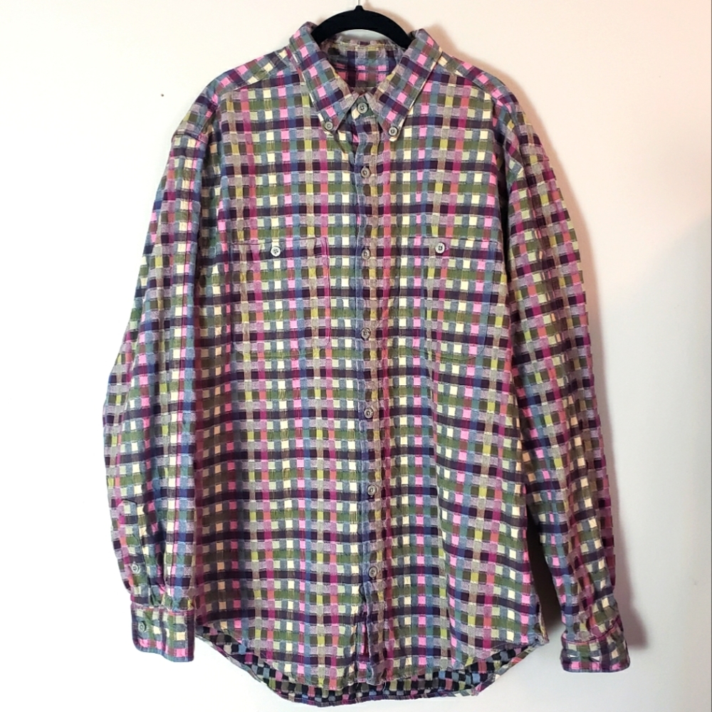The Territory Ahead check button down cotton shirt sz XL